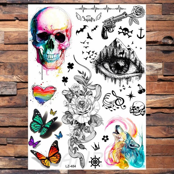 Watercolor Blue Unicorn Horse Temporary Tattoo Stickers Women Men Bdoy Ar CHK29M63615106719361114