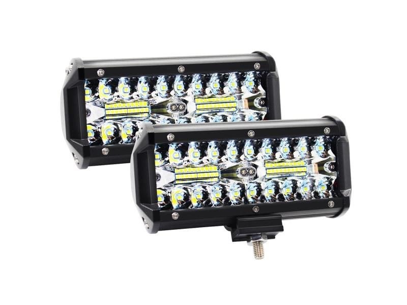 2pcs 7 Inch 240W LED Work Light Bar Flood Spot Beam For Motorcycle Tractor Boat Carousel 1