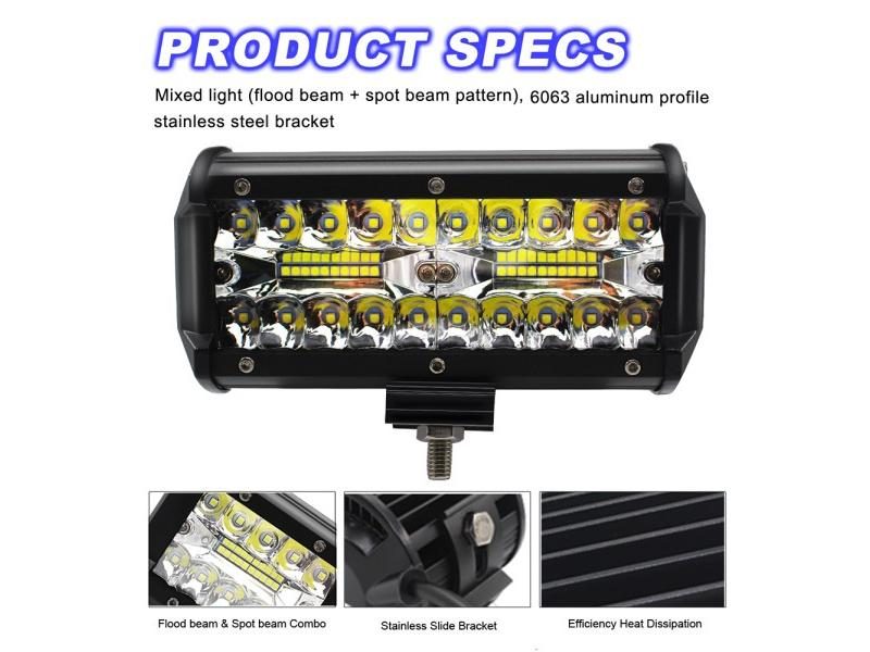 2pcs 7 Inch 240W LED Work Light Bar Flood Spot Beam For Motorcycle Tractor Boat Carousel 2