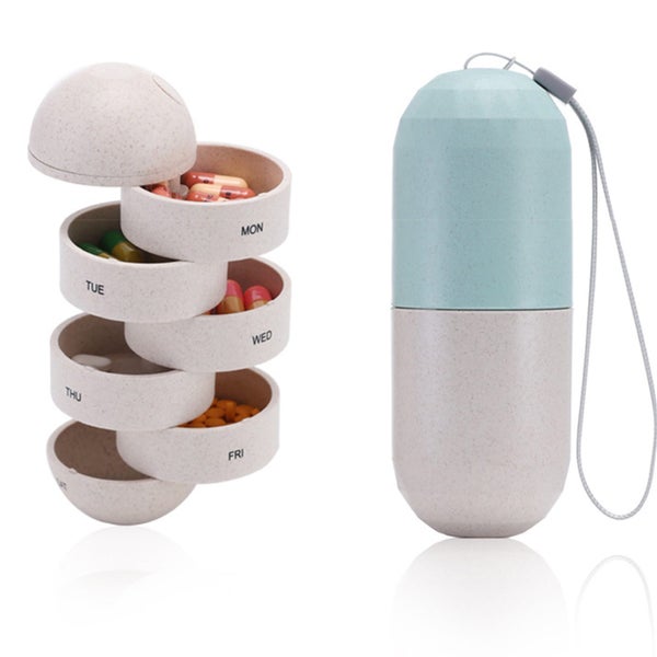 grain fiber weekly medicine case moisture proof medicine organizer grain fiber Carousel 8