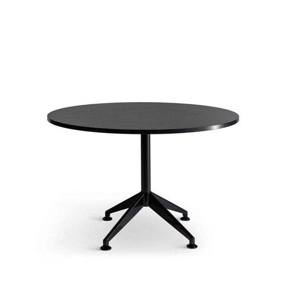 Eiffel Round Meeting Table 1200mm, Black Frame, Black Woodgrain Top Carousel 1