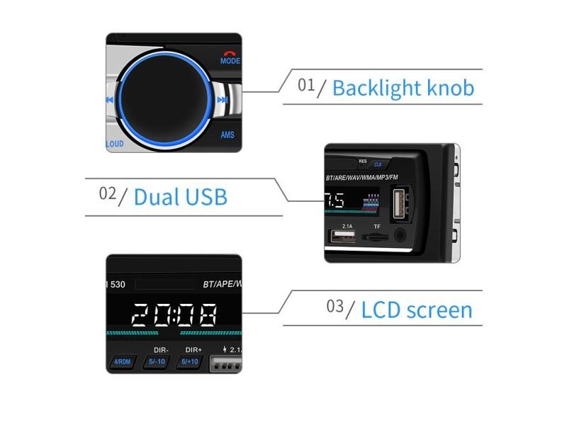 Car Radio 2USB Charge 12V Audio 1Din Stereo Player With Phone Remote Control Carousel 1