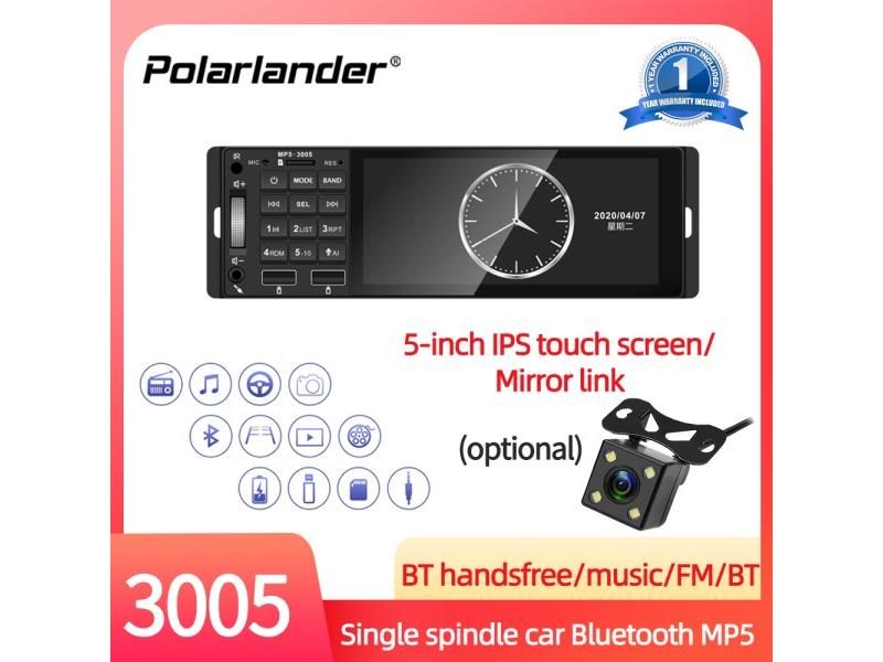 Car Radio 1din 5.1" Touch Screen Android Stereo With Bluetooth Rearview Camera Carousel 2
