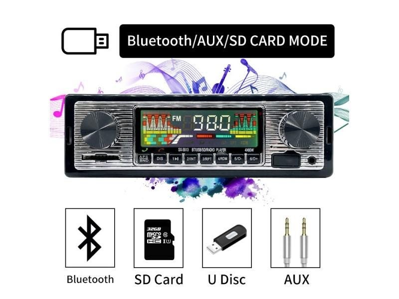 Car Radio 1 DIN Stereo Digital Bluetooth FM USB/SD With In Dash AUX Input 12V Carousel 1