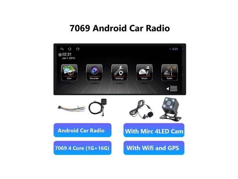 Hikity Android 1din Car Radio 6.9 Inch Multimedia MP5 Player Universal GPS Carousel 1