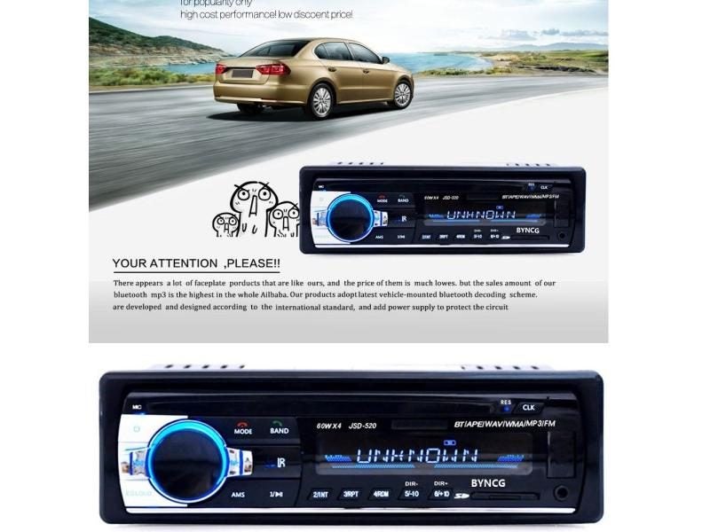 Car Radio Stereo Player Digital Bluetooth Car MP3 Multimedia Player 60Wx4 FM Carousel 1