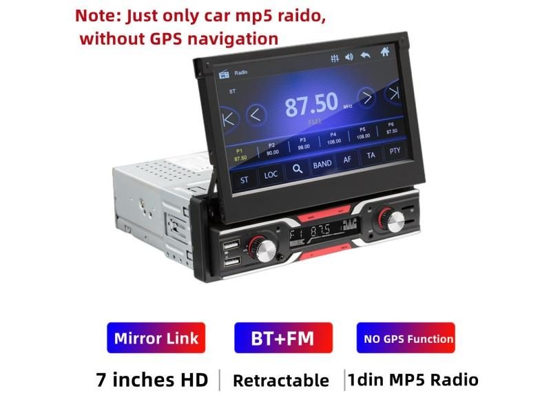 7inch HD GPS Navigation Autoradio 1Din Manual Touch Screen Video Multimedia MP5 Carousel 1