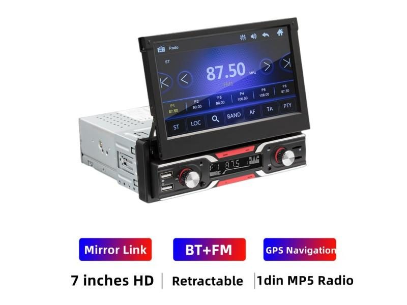 7inch HD GPS Navigation Autoradio 1Din Manual Touch Screen MP5 Player BT FM AM Carousel 1