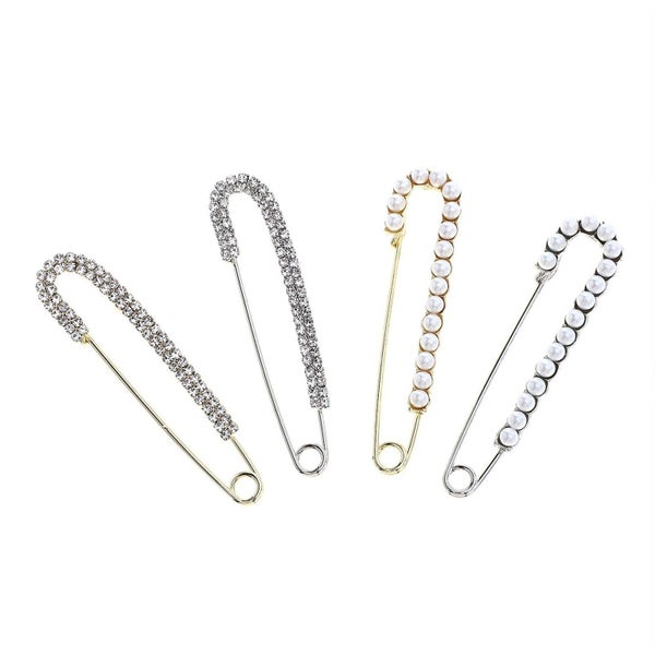 4pcs Rhinestone Brooch Safety Pin Sweater Large Pin Chic Clothing Ornament Carousel 2