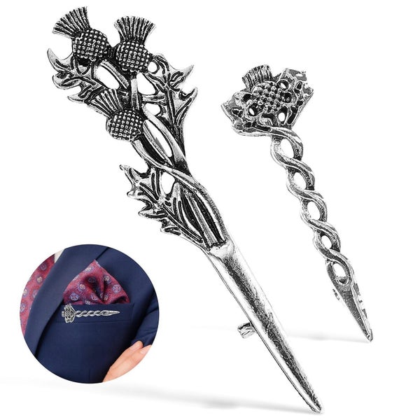 2 Pcs Scottish Thistle Brooches Decorative Collar Pins Safety Brooch Clips For Carousel 2