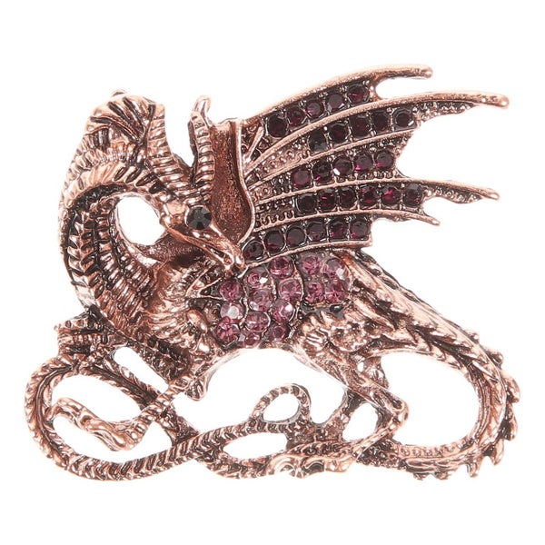 Animal Brooch Fierce Dragon Rhinestone Lapel Pin Fashionable For Women Men purp Carousel 2