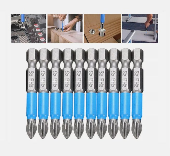 Electric Hex Shank Magnetic 50mm PH2 Cross Screwdriver Bit 10PCS Carousel 1