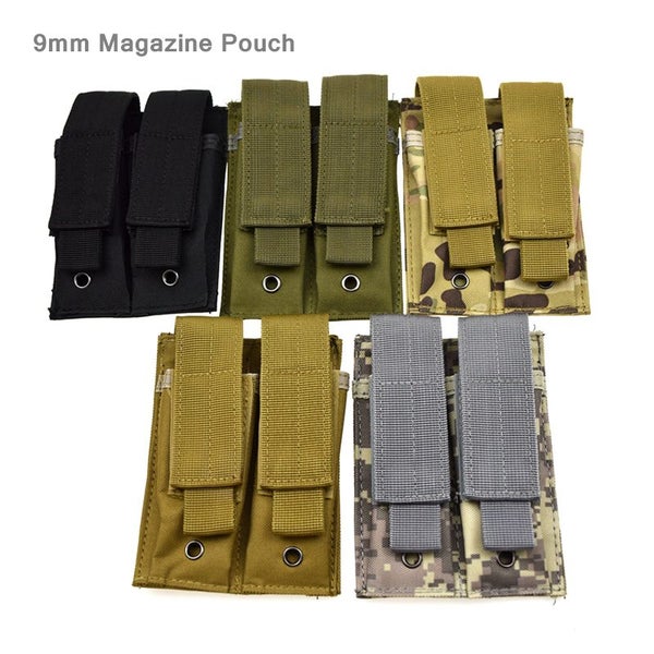 Double Pistol Mag Pouch Molle Tactical 9mm Magazine Pouch Belt Dual Carousel 2