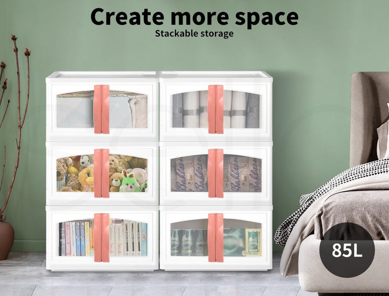 Plastic Storage Containers Stackable Large Clothes Organiser Foldable Toy Boxes Carousel 2