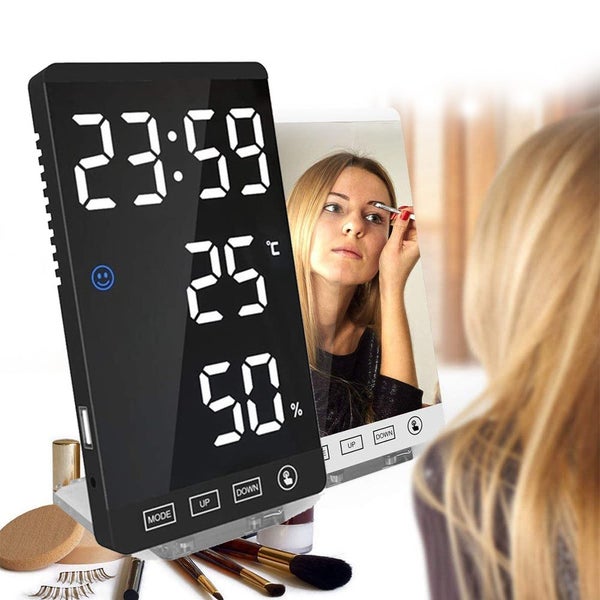 LED Mirror 6-inch Touch Button Alarm Clock Carousel 2