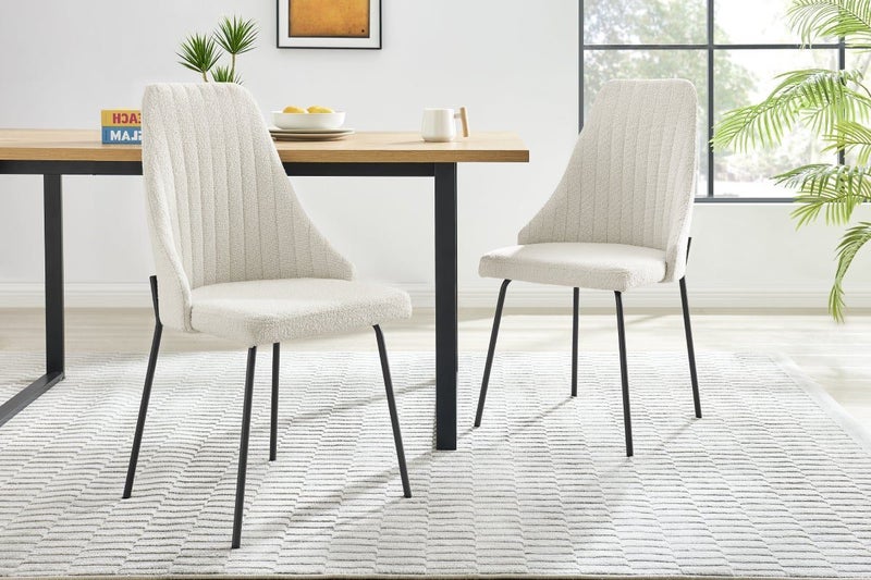 Set of 2 Shangri-La Lucca Boucle Dining Chairs (Boucle Beige) Carousel 2