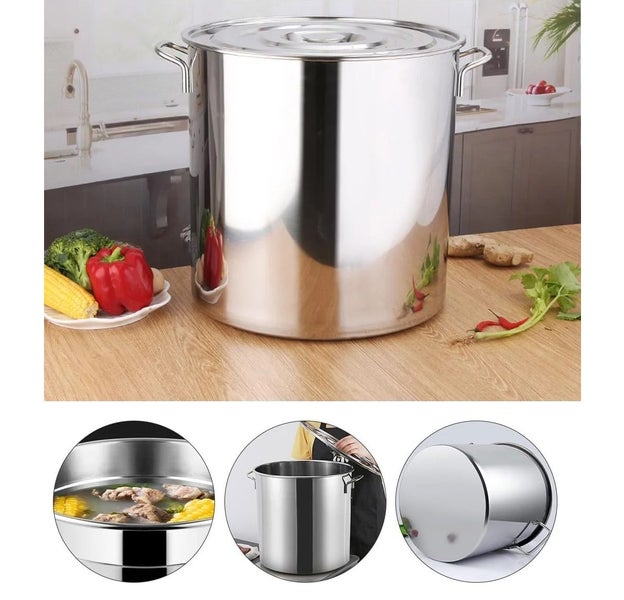 72L Heavy Duty Stock Pot 45cm Stainless Steel Pot With Lid Soup Pot Carousel 5
