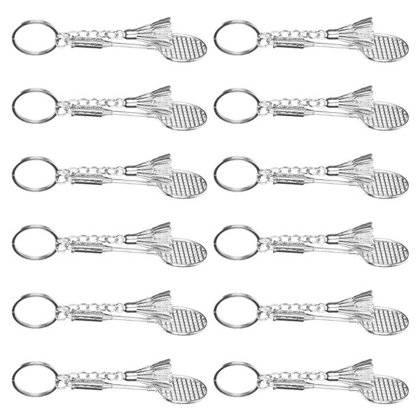 12Pcs Mini Metal Sports Keychain Badminton Racket Carousel 5