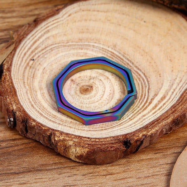 EDC Colorful Titanium Alloy Keyring Quickdraw Pocket Octagonal Ring Keychain Carousel 2