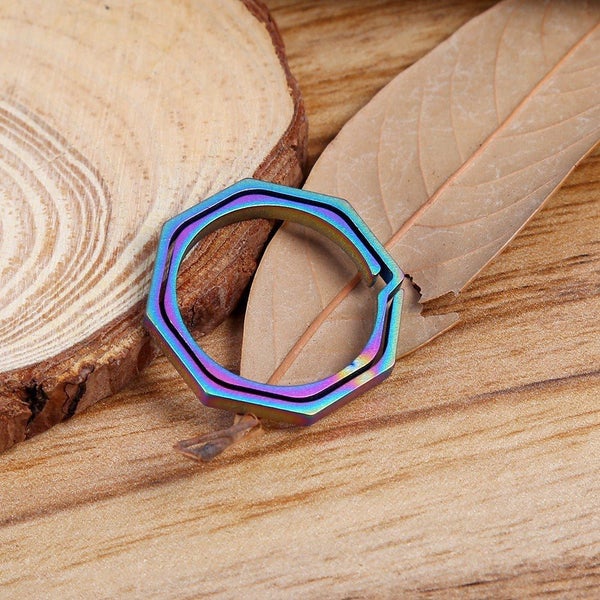 EDC Colorful Titanium Alloy Keyring Quickdraw Pocket Octagonal Ring Keychain Carousel 5