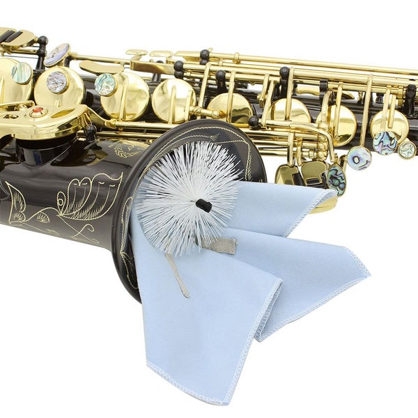 Saxophone Cleaning Cloth With Brush Alto Tenor Soprano Sax Swab Cloth Carousel 1
