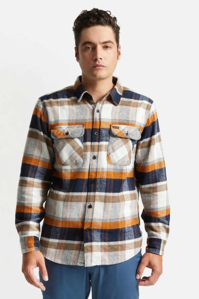 Brixton Unisex Bowery LS Flannel in Joe Blue/Off White Carousel 1