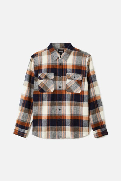 Brixton Unisex Bowery LS Flannel in Joe Blue/Off White Carousel 4