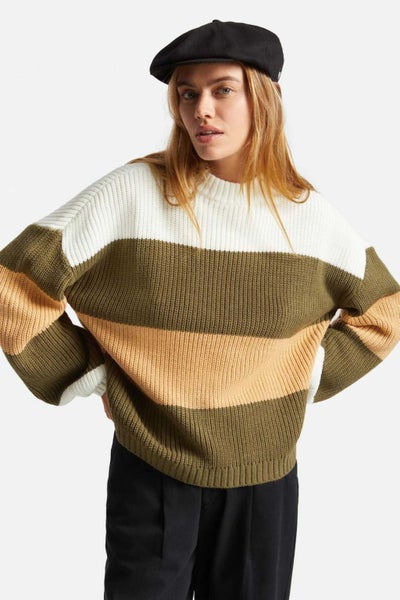 Brixton Womens Madero Sweater in Military Olive Carousel 1