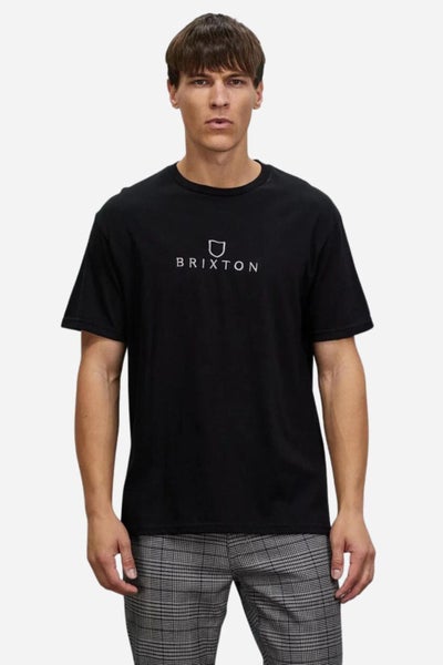 Brixton Mens Alpha Thread SS Standard Tee in Black Carousel 1
