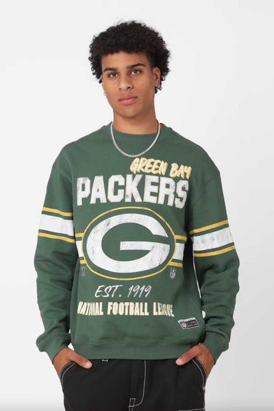 Majestic NFL Green Bay Packers Stripe Crest Crew Unisex Carousel 1