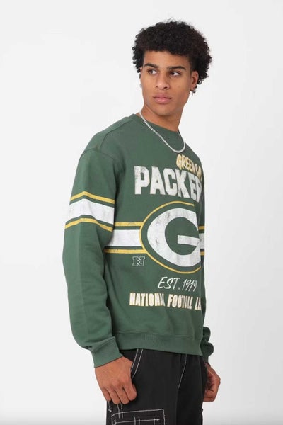 Majestic NFL Green Bay Packers Stripe Crest Crew Unisex Carousel 2
