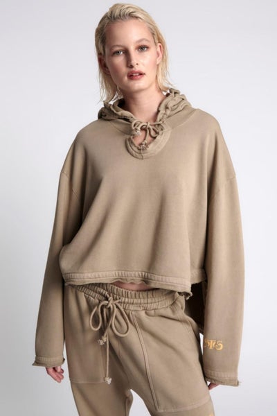 One Teaspoon - OTS Warm Sand Cropped Voyager Hoody Carousel 1