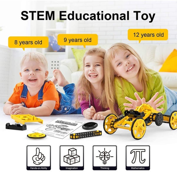 Electric Engineering DIY Blocks Solar Powered STEM Educational Toy Vehicle Carousel 2