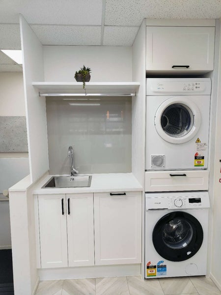 DEMO | Shaker Style Laundry Unit – Built-in Ironing Board & Pull-Out Hamper Carousel 1