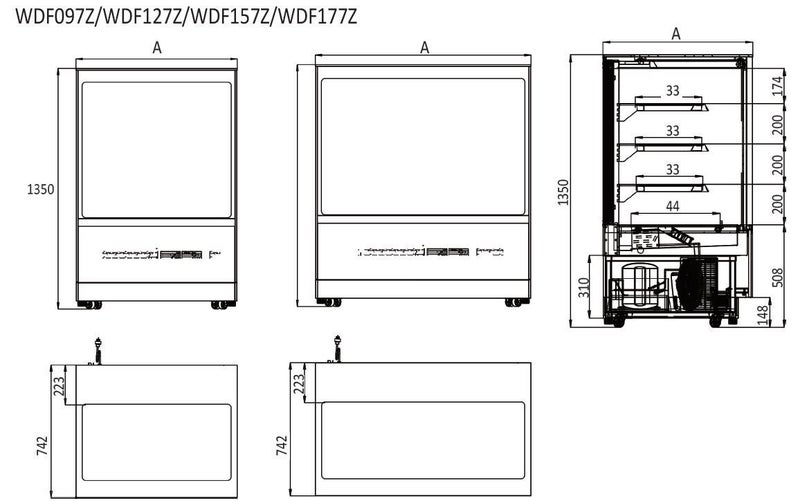 UPRIGHT SQUARE CAKE SHOWCASE 1500 MM FRIDGE WDF157Z Carousel 2
