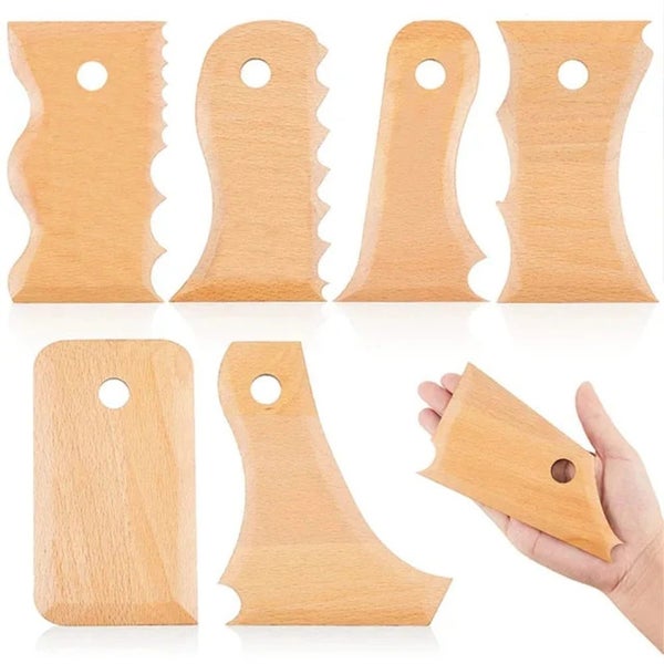 7Pcs Pottery Trimming Tools Clay Foot Shaper Texture Profile Rib Bundle Pottery Carousel 1