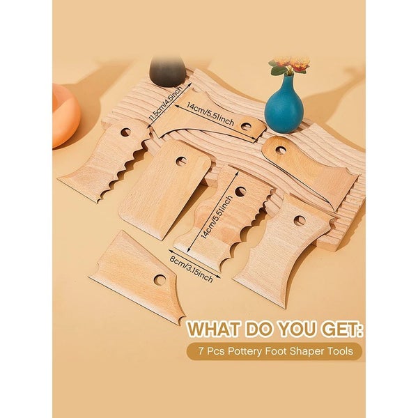 7Pcs Pottery Trimming Tools Clay Foot Shaper Texture Profile Rib Bundle Pottery Carousel 2