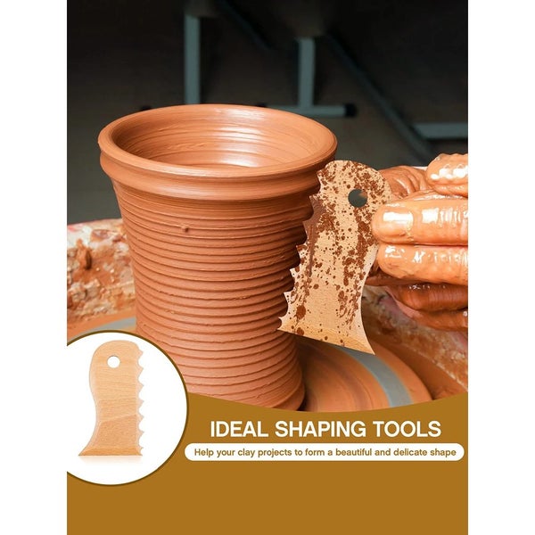 7Pcs Pottery Trimming Tools Clay Foot Shaper Texture Profile Rib Bundle Pottery Carousel 7