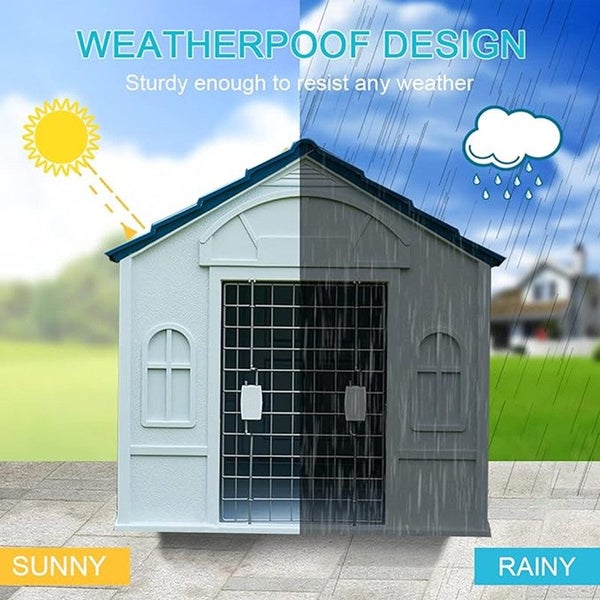 Weatherproof Pet Dog House Plastic Dog Kennel for Indoor Outdoor Animal Shelter63655013596931114