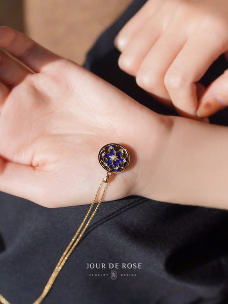 18kt Real Gold Plated Sterling Silver 925 lapis lazuli Universe pendant Necklace Carousel 2