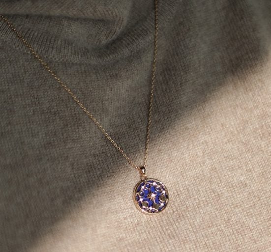 18kt Real Gold Plated Sterling Silver 925 lapis lazuli Universe pendant Necklace Carousel 3