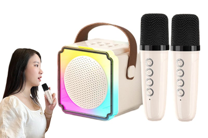 Mini Karaoke Machine Portable Bluetooth Speaker With Wireless Microphones Carousel 1