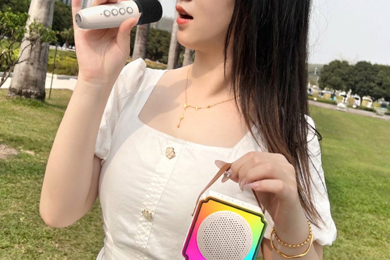 Mini Karaoke Machine Portable Bluetooth Speaker With Wireless Microphones Carousel 2
