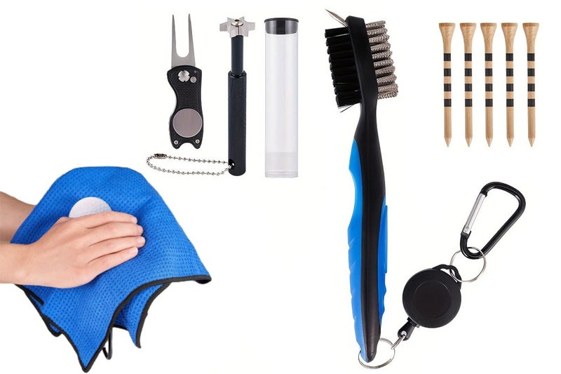 Golf Club Brush Cleaner Groove Cleaning Tool Kit Golf Accessories Set-Blue Carousel 1