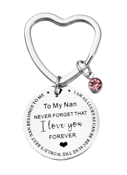 To My Nan - Keyring with Red Diamante Carousel 1