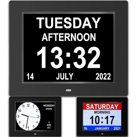 8inch Extra Large Clock Easy Read for Elderly Senior 3 Display Digital Calendar Carousel 1