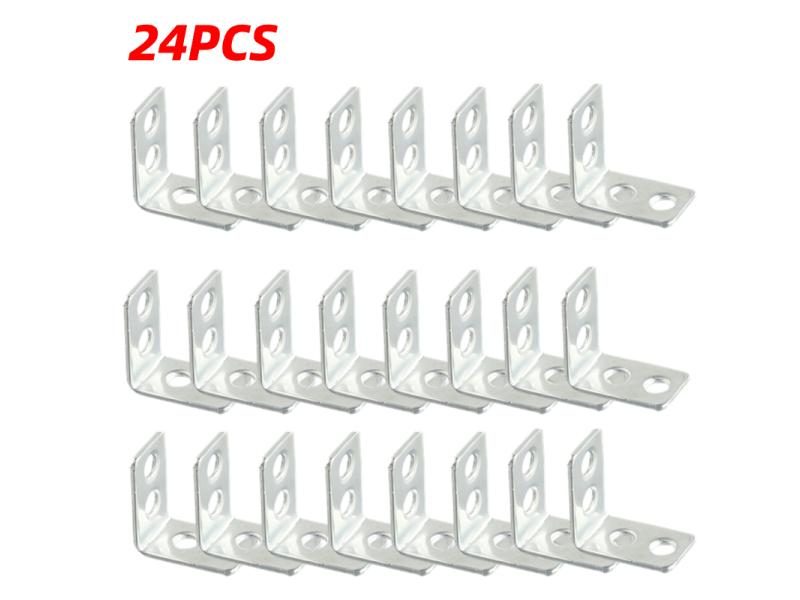 12/24pcs L-Shaped Corner Metal Brackets Braces Drawer Shelf Wall Bracket Fixing Carousel 1