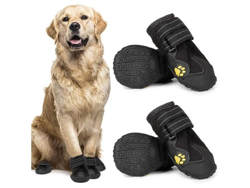4pcs Dog Boots Waterproof Dog Shoes Dog Booties With Reflective Rugged Carousel 2