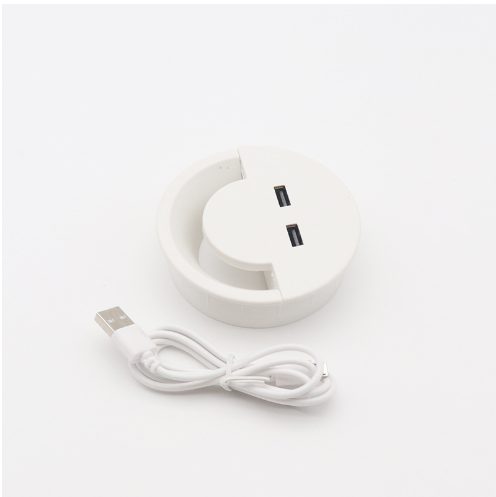 Dual Usb 80mm Round Wire Hole Cover For Home Office Desk Carousel 1