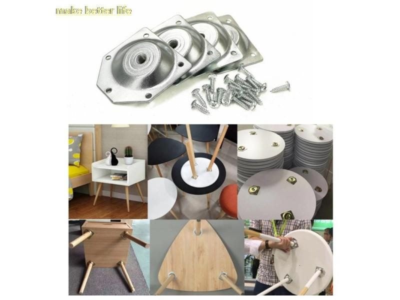 5pcs Galvanized Iron Angled Legs Fixing Plate Bracket Furniture Table Feet Set Carousel 2
